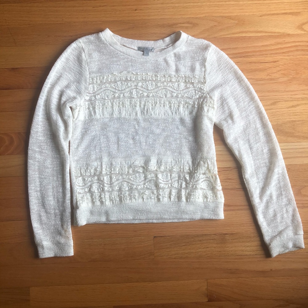 Charlotte Russe white lace and knit sweater